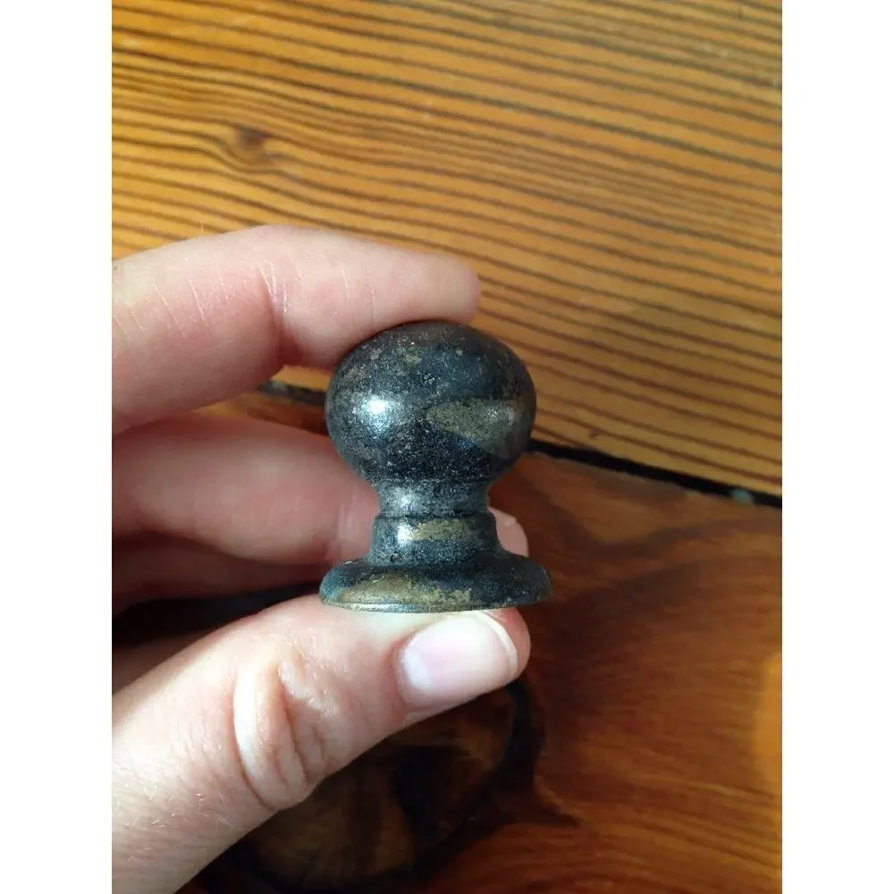 Antique Vtg Black Painted Brass Round Solid Metal Knob Drawer Cabinet Pull 2cm